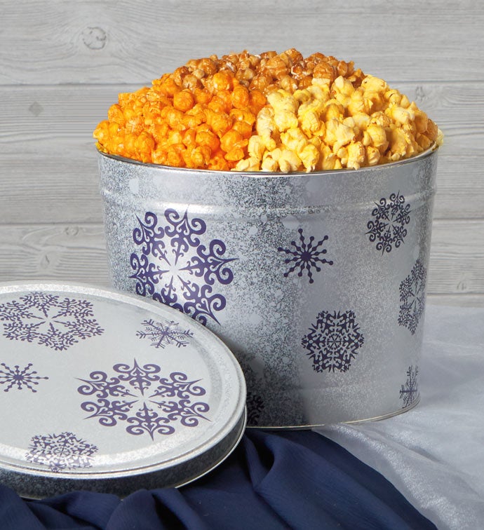 Silver Snowflake Popcorn Tins