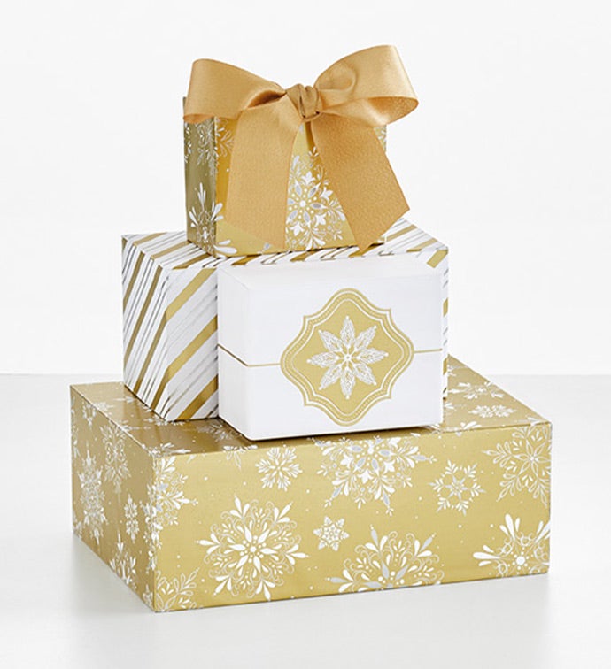 Golden Snowflake 4 Box Gift Tower