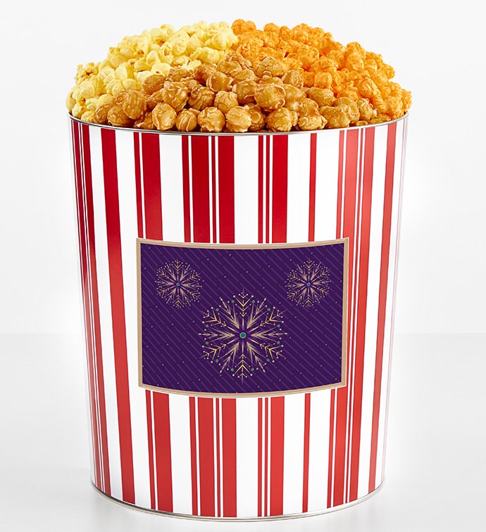 Tins With Pop® 3.5 Gallon Gold Snowflake   Purple