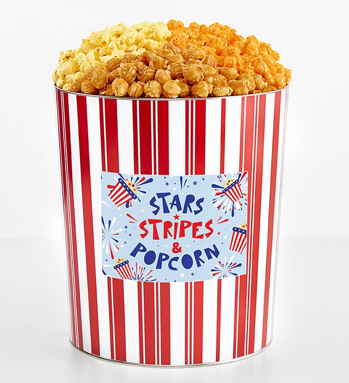 Tins With Pop® 3.5 Gallon Stars Stripes And Popcorn 3 Flavor