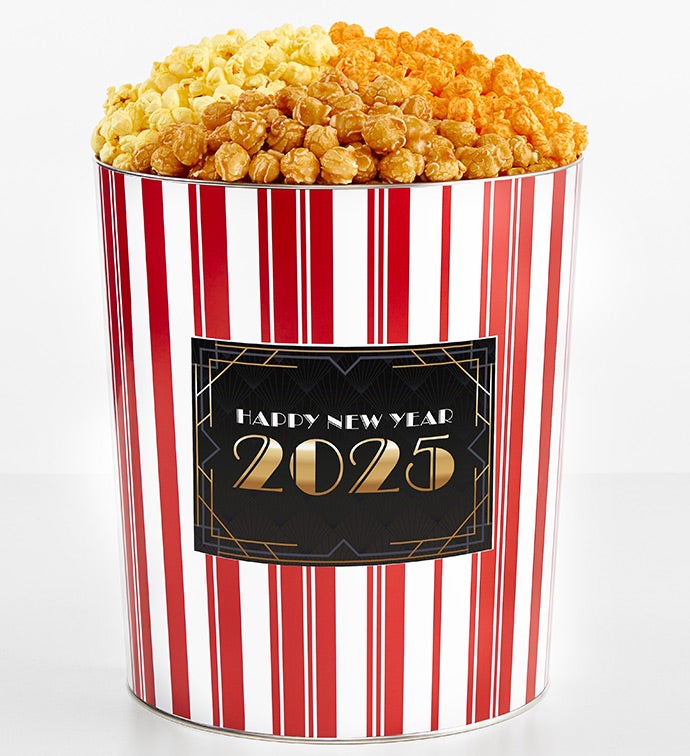Tins With Pop® 3.5 Gallon Art Deco Happy New Year 2025 3 Flavor
