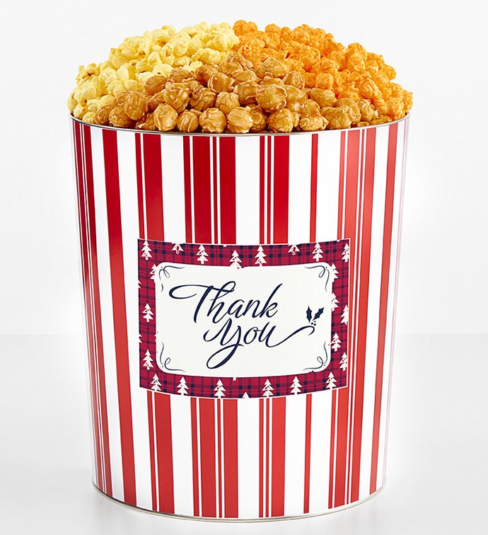 Tins With Pop® 3.5 Gallon Thank You Holiday Plaid Trees