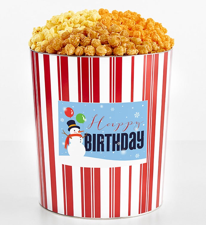 Tins With Pop® 3.5 Gallon Happy Birthday Snowman 3 Flavor