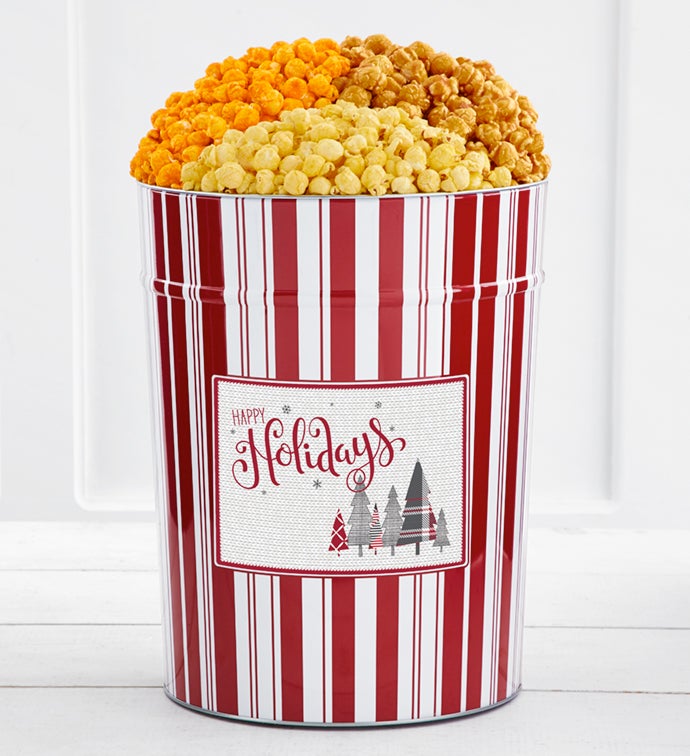 Tins With Pop® 4 Gallon Happy Holiday Plaid Trees